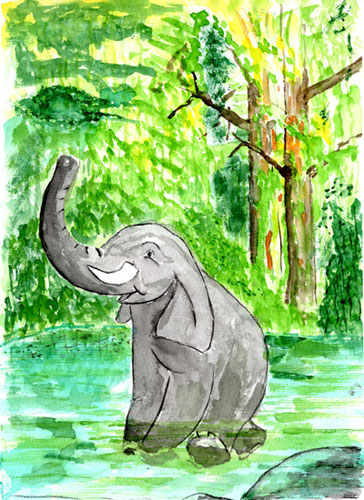 Paul und Napoleon: Waldelefant spiel ins Wasser